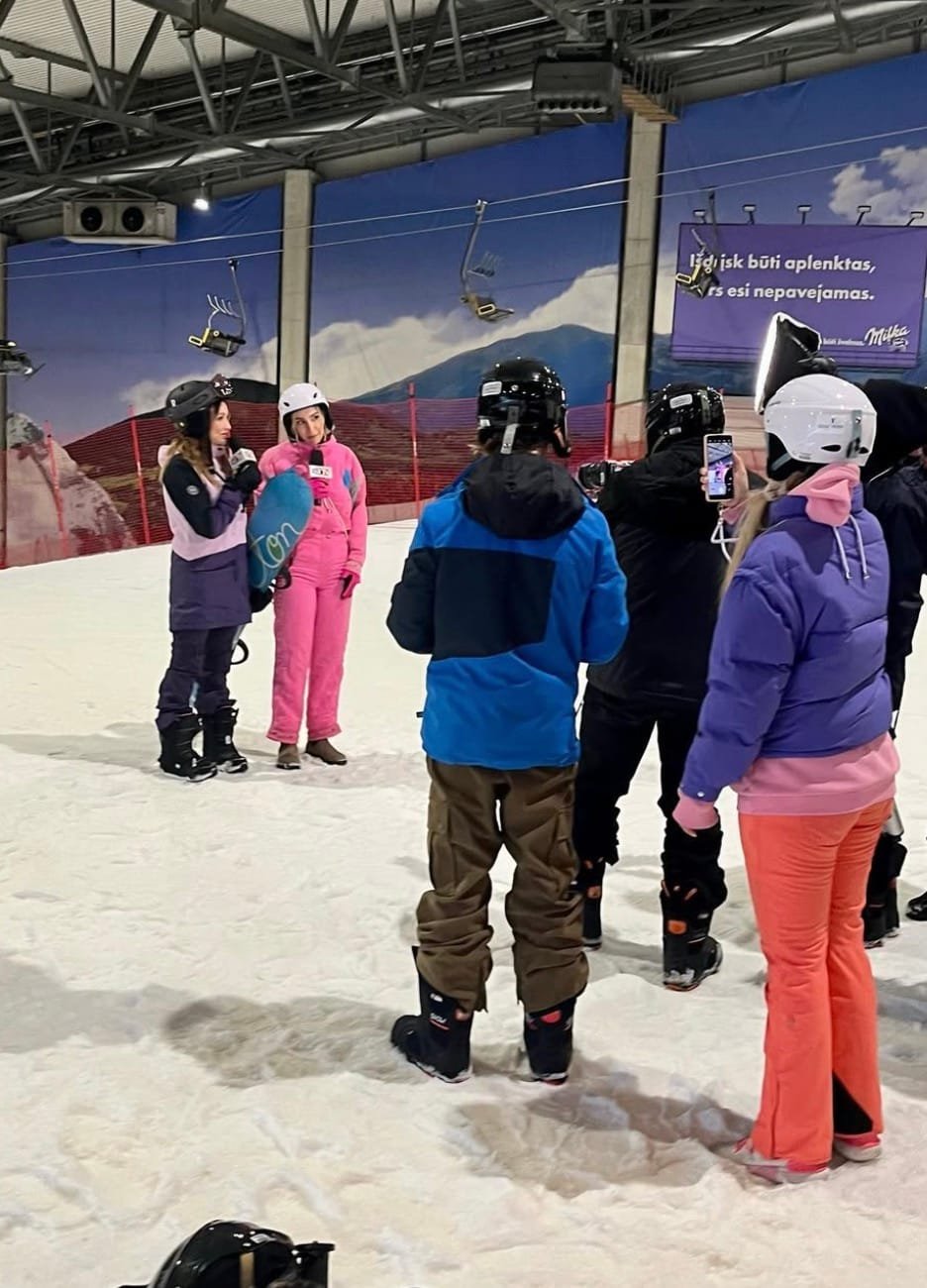 Exterior view of the Snow Arena in Druskininkai, a year-round indoor skiing complex.