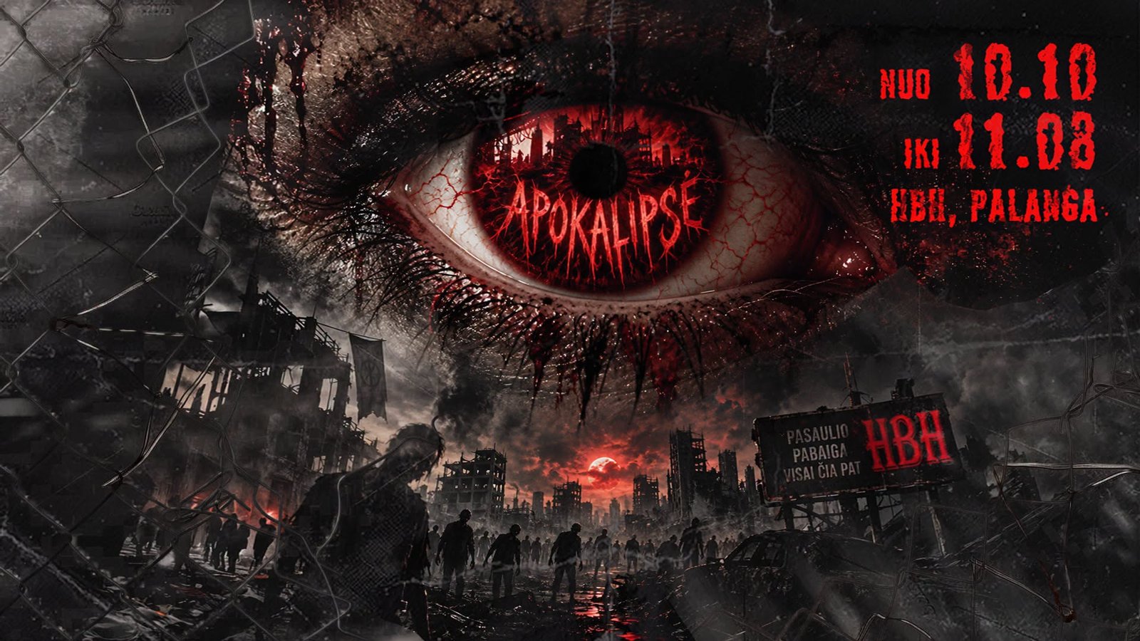 Poster for "Apocalypse" horror park at the HBH complex in Žibininkai