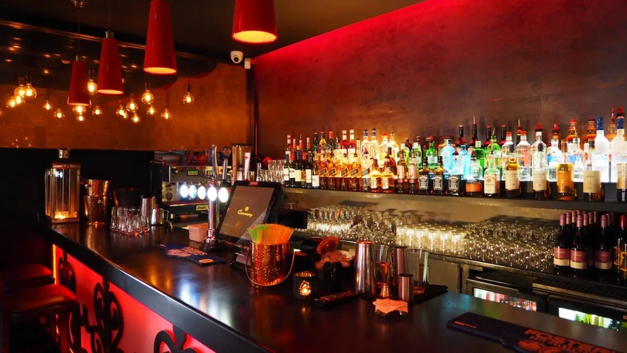 Cozy cocktail lounge interior, part of the best bars in Vilnius nightlife scene.