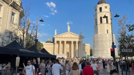 Everyday life of an international student in Lithuania exploring Vilnius Old Town streets